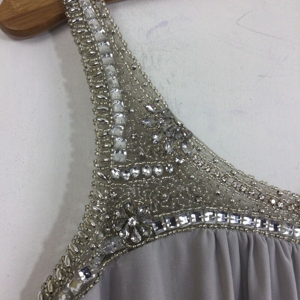 Js Boutique Beaded Neck Embellished Sleeveless Scoop Neck Shift Dress Gray 10 — image 3 of 8